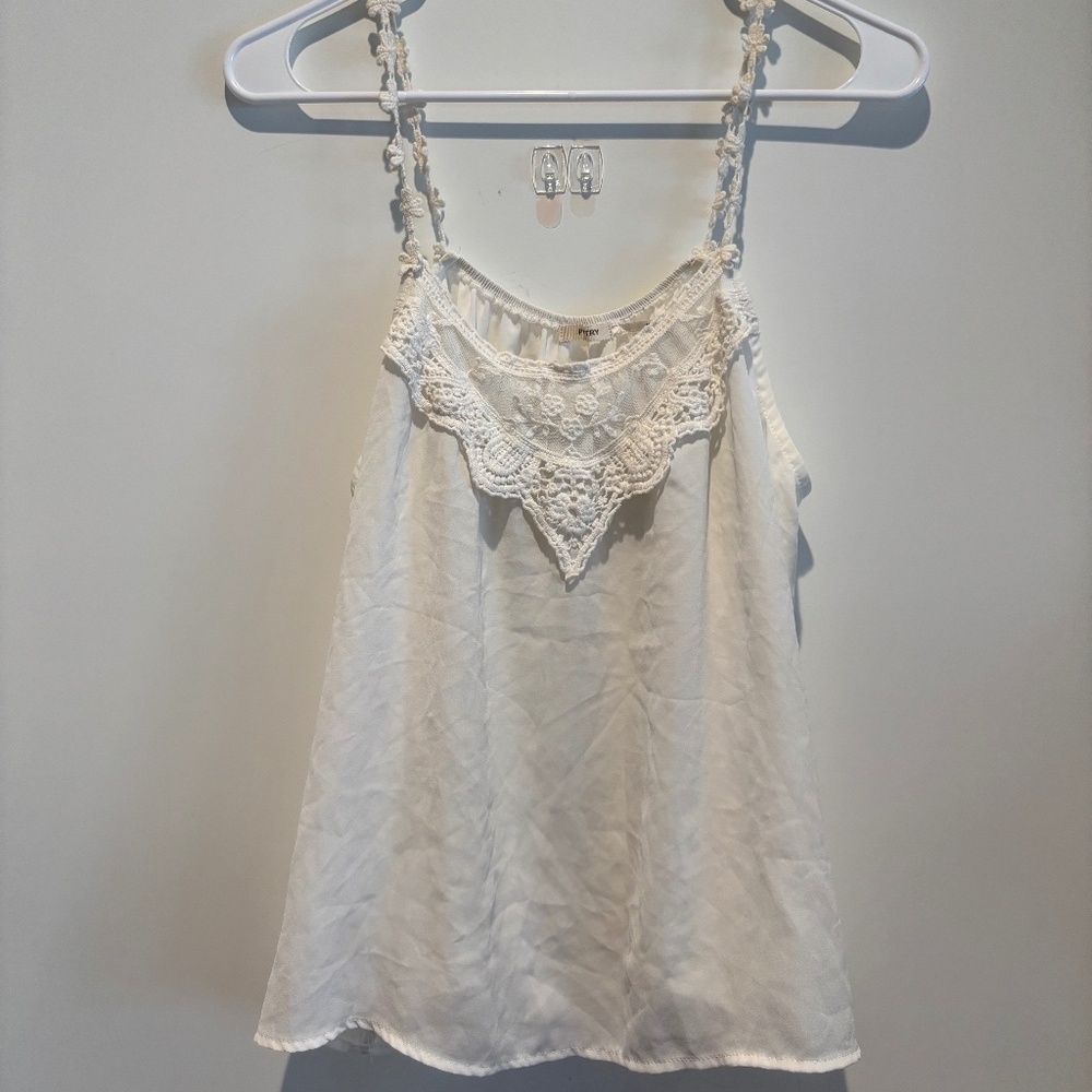 White Lace Tank with Flower Straps